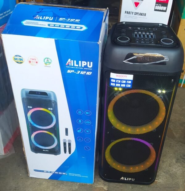 Brand new Ailipu 3121D party speaker with 2 wireless mic