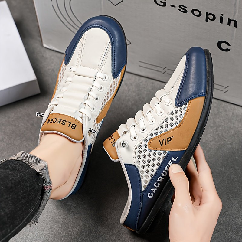 Men'S Sports Sandals And Slippers - Non-Slip And Durable Sports Men'S Shoes, Breathable Fabric Lining, PU Upper, Navy Blue/White/Beige - Suitable for Indoor, Vacation, And Daily Wear - Image 2