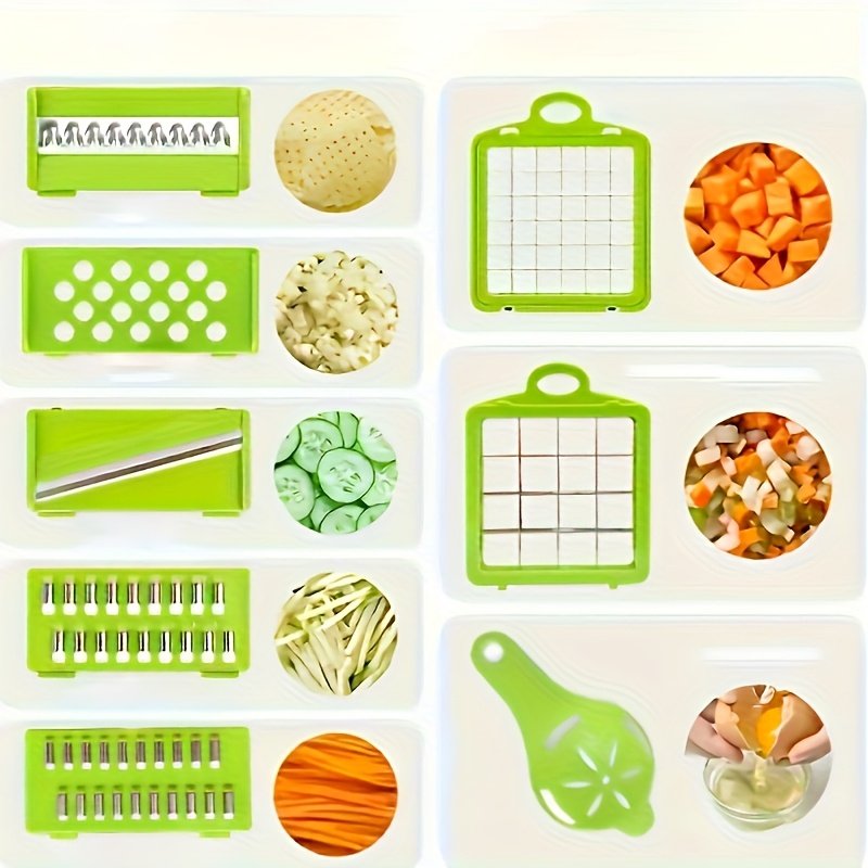 16 in 1 Vegetable Onion Chopper, Multifunctional Food Grade Cutting Machine, Ingredient Processing Tool, Onion Chopper with Drain Basket, Carrot Garlic Chopper with Container, Kitchen Tools, Kitchen Additions, Suitable for Home/Restaurant to Quickl - Image 9