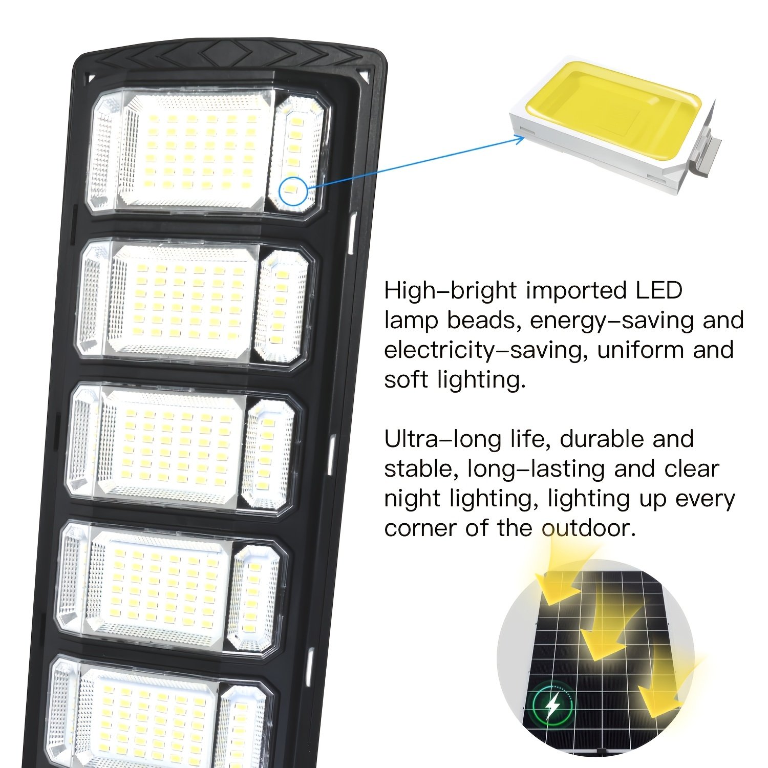 96LED/240LED Solar Streetlights, Super-High Lumen Solar Spotlights, IP65 Waterproof, with Motion Sensor, Suitable for Gardens, Driveways, Garages, And Commercial Areas - Image 8