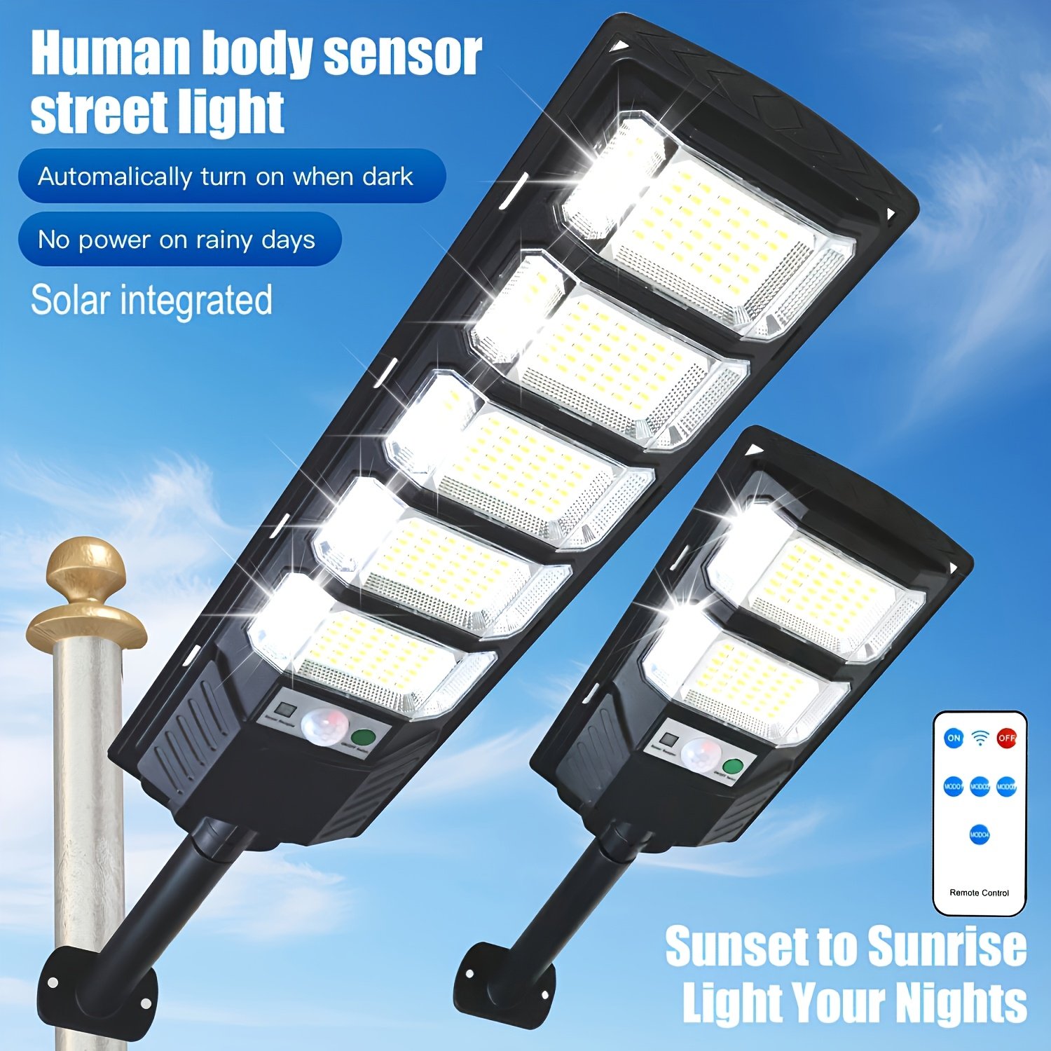 96LED/240LED Solar Streetlights, Super-High Lumen Solar Spotlights, IP65 Waterproof, with Motion Sensor, Suitable for Gardens, Driveways, Garages, And Commercial Areas