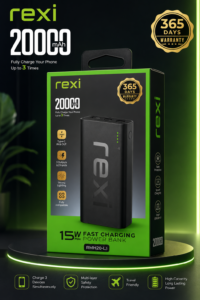 Rexi 20,000mAh 15W Fast Charging Power Bank (RMH20-L3) – Type-C, Multi-Port, 365-Day Warranty