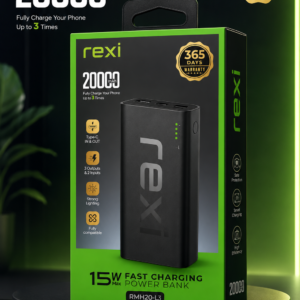 Rexi 20,000mAh 15W Fast Charging Power Bank (RMH20-L3) – Type-C, Multi-Port, 365-Day Warranty
