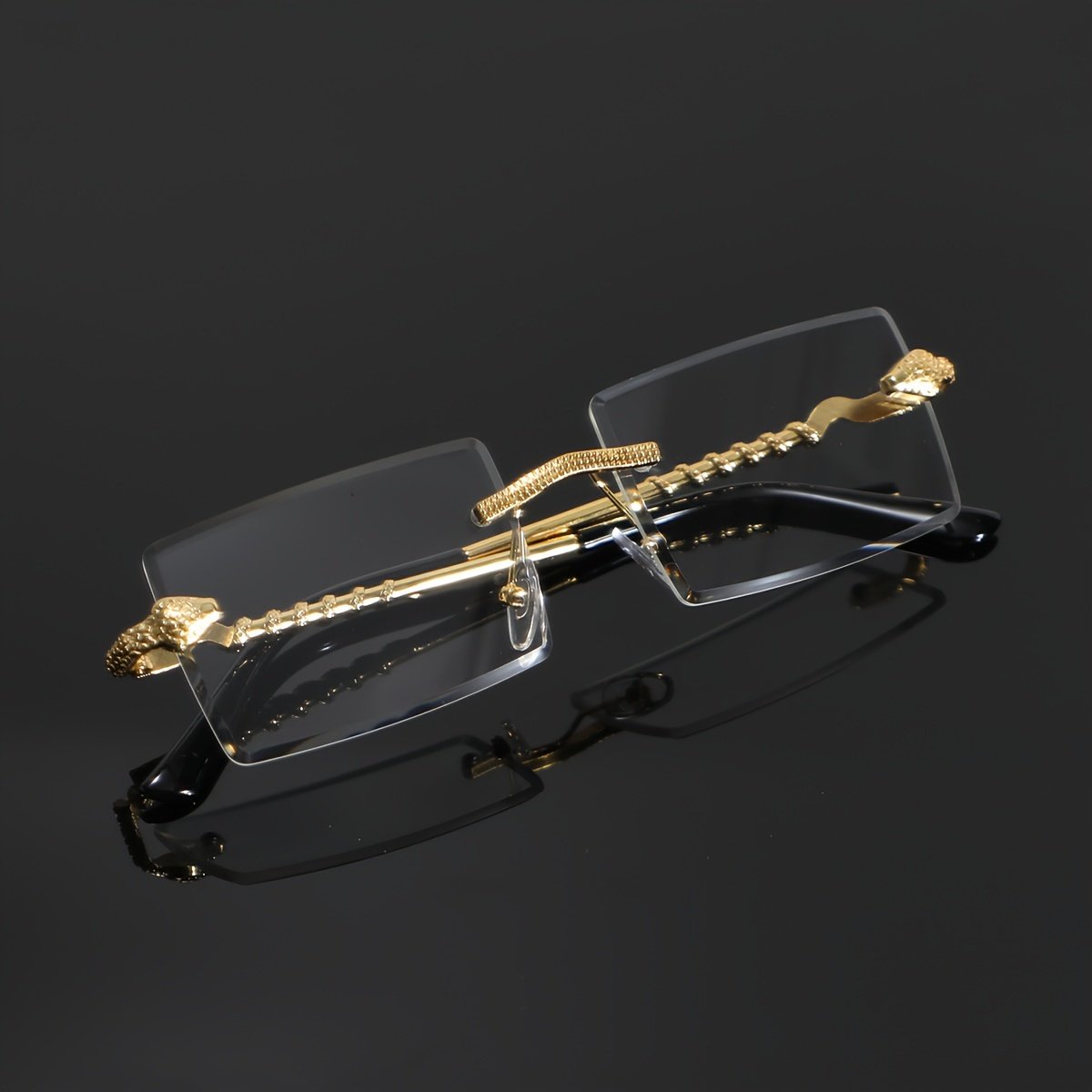 1 Pair of Men's Metal Rimless Bevel-cut Vintage Simple Luxury Exquisite Glasses, Suitable for Daily Commuting, Business, Home, Vacation, and College Wear - Image 7