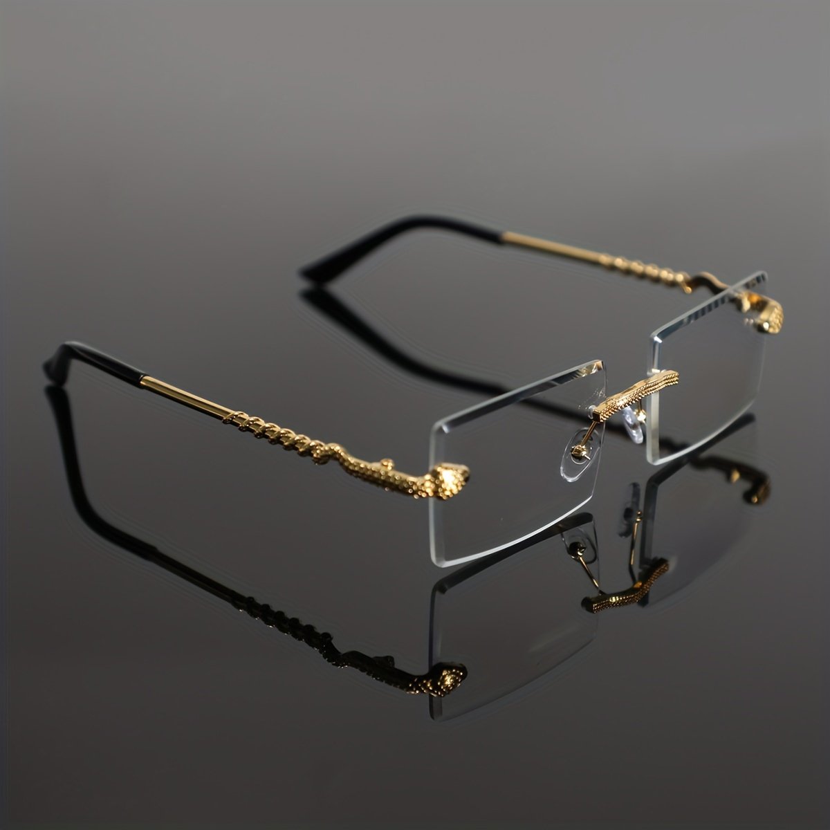 1 Pair of Men's Metal Rimless Bevel-cut Vintage Simple Luxury Exquisite Glasses, Suitable for Daily Commuting, Business, Home, Vacation, and College Wear - Image 5
