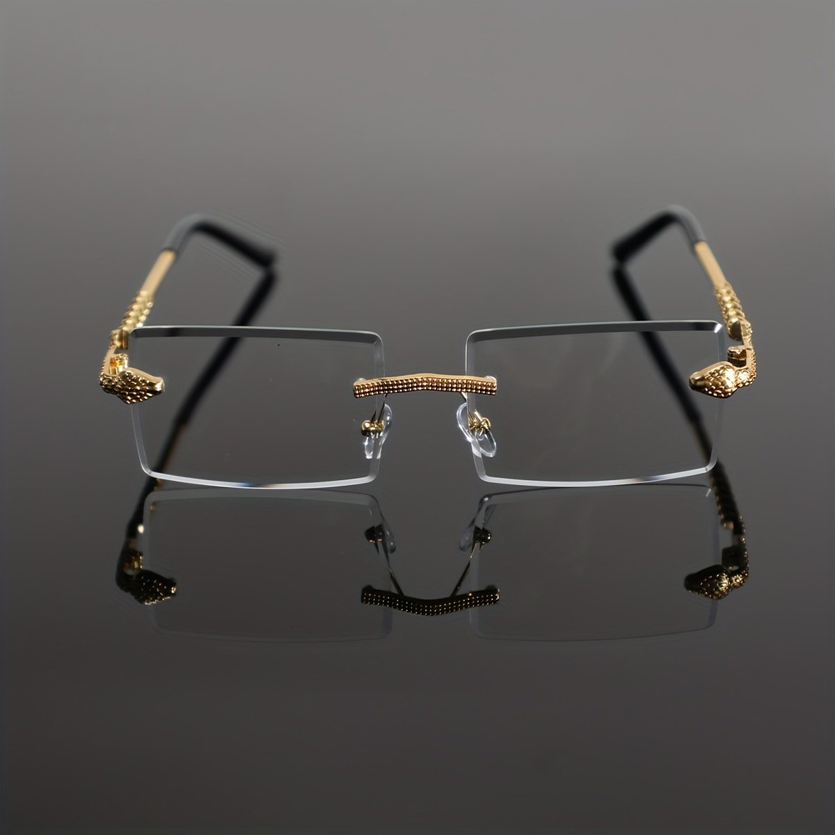 1 Pair of Men's Metal Rimless Bevel-cut Vintage Simple Luxury Exquisite Glasses, Suitable for Daily Commuting, Business, Home, Vacation, and College Wear - Image 3