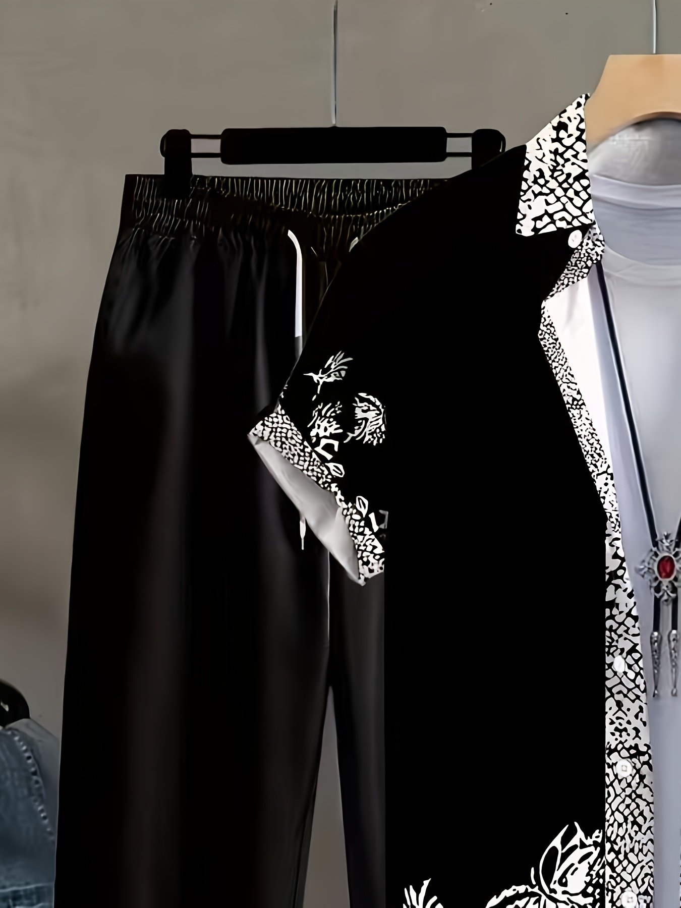 New Fashion Men's Casual Sport Short-Sleeve Shirt and Long Pants Set - Image 6