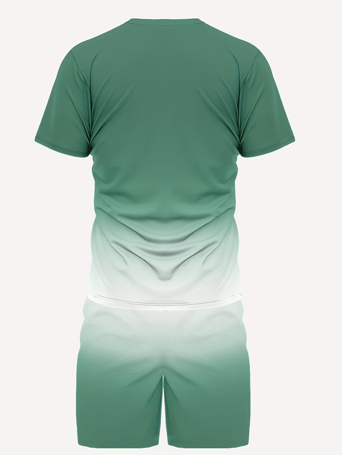 Kebaisi Selected Product Men's New Fashion T-Shirt and Shorts 2pcs Set, Suitable for Sports and Leisure, Beach Vacations, Walking, Streetwear, Unisex, Sweat-Absorbent, Gradient Style - Image 2