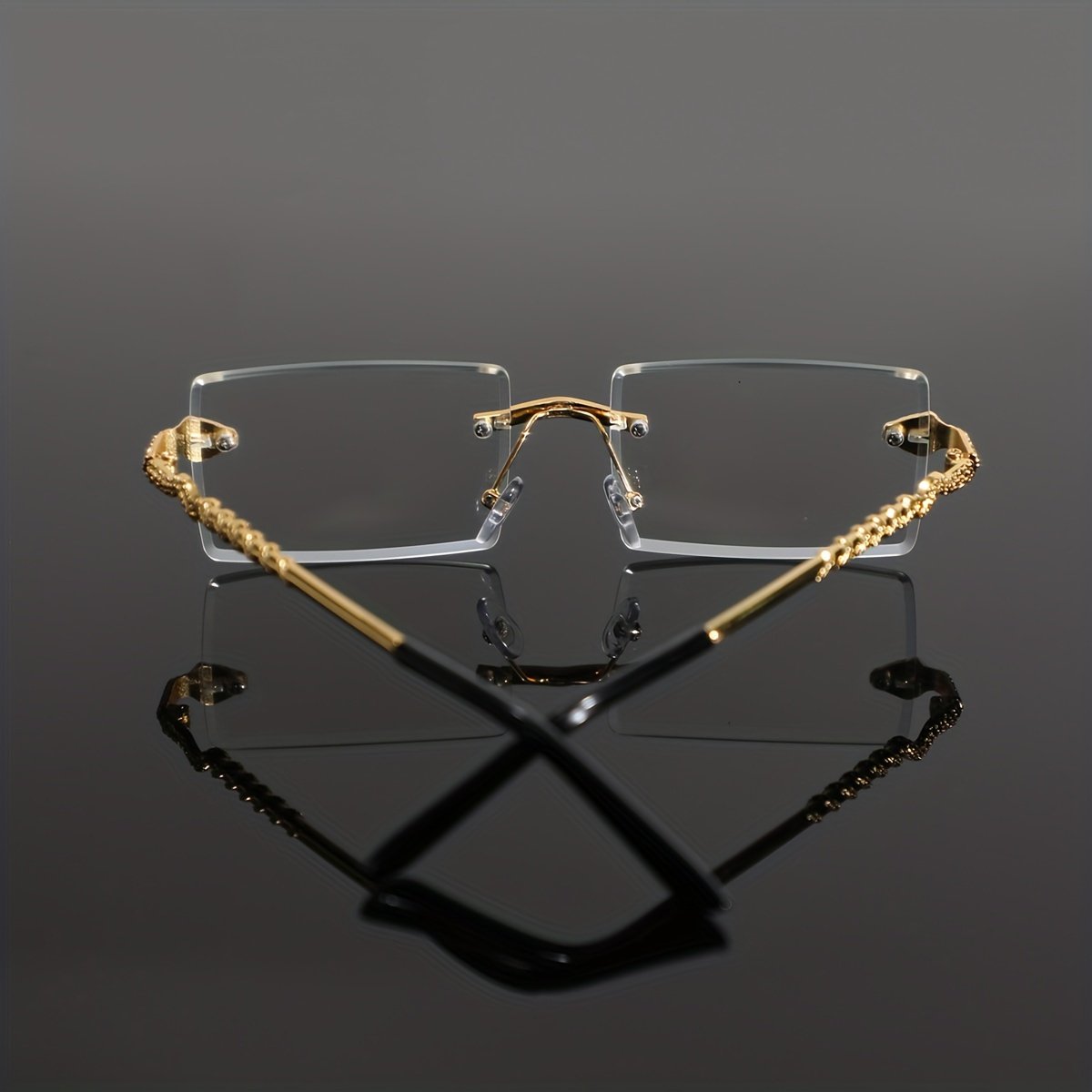 1 Pair of Men's Metal Rimless Bevel-cut Vintage Simple Luxury Exquisite Glasses, Suitable for Daily Commuting, Business, Home, Vacation, and College Wear - Image 6