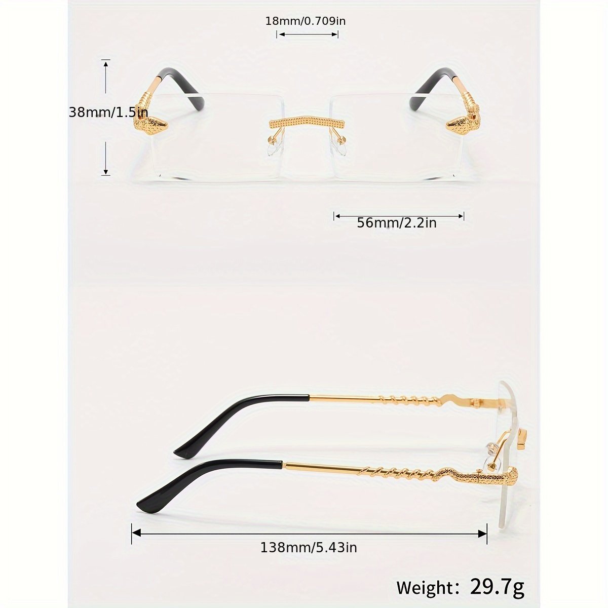 1 Pair of Men's Metal Rimless Bevel-cut Vintage Simple Luxury Exquisite Glasses, Suitable for Daily Commuting, Business, Home, Vacation, and College Wear - Image 4