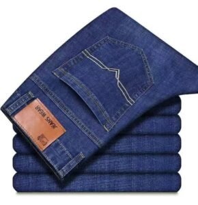 Men’s Classic Straight-Fit Denim Jeans – Premium Dark Blue Casual Trousers